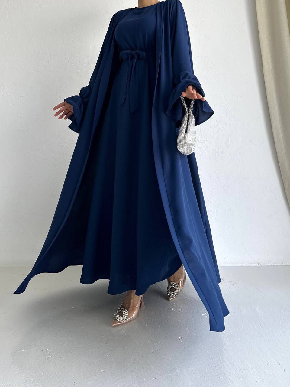 Niza Navy Blue Abaya with 2 peices