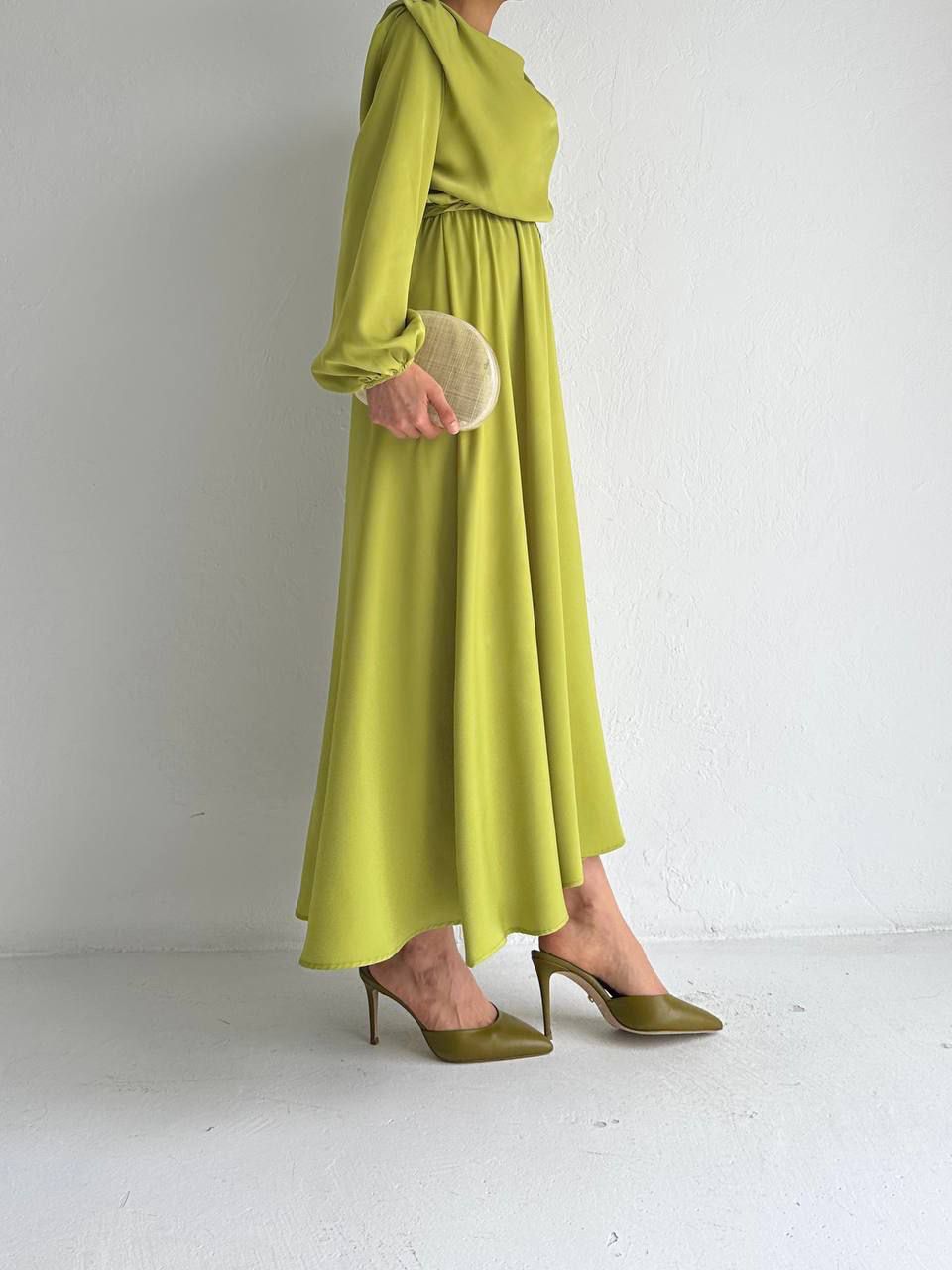 Lime Elegant Dress with Belt