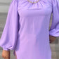 Purple Women Long Slave Shirt With Necklace