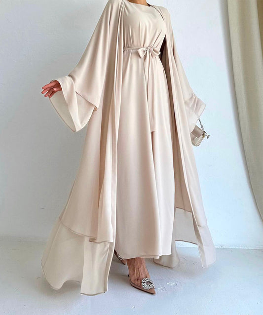 Beige Elegent Abaya with 2 peices