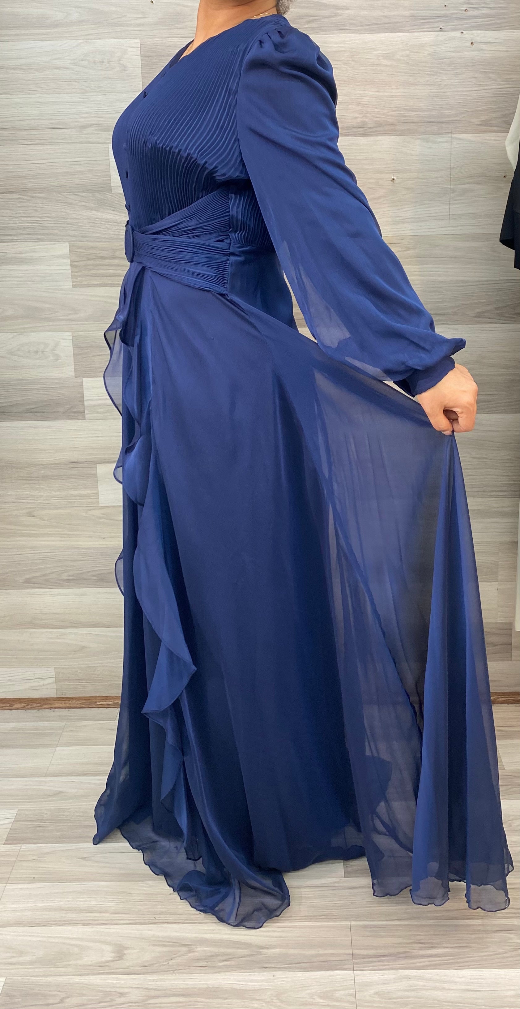 Modest navy blue dress best sale