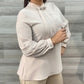Beige Women Long Sleeve Shirt With Scarf