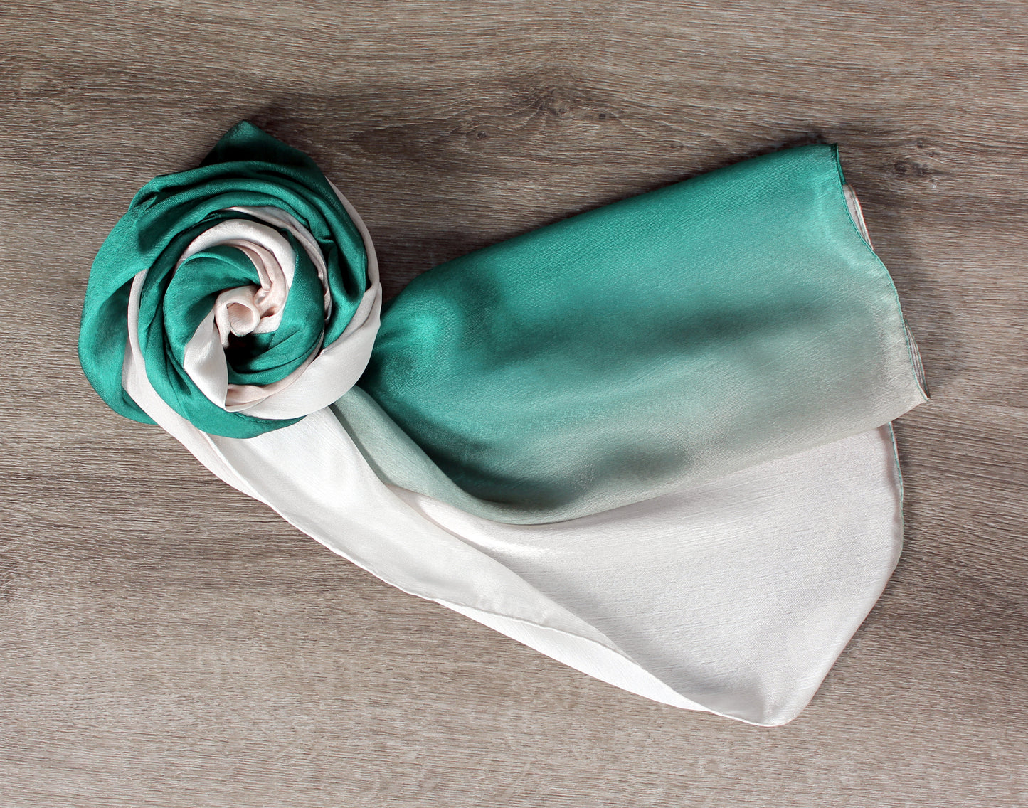 1pc Beige And Green Gradients color Women Satin Fabric Solid Casual Scarf-Style Hijab For Daily Life