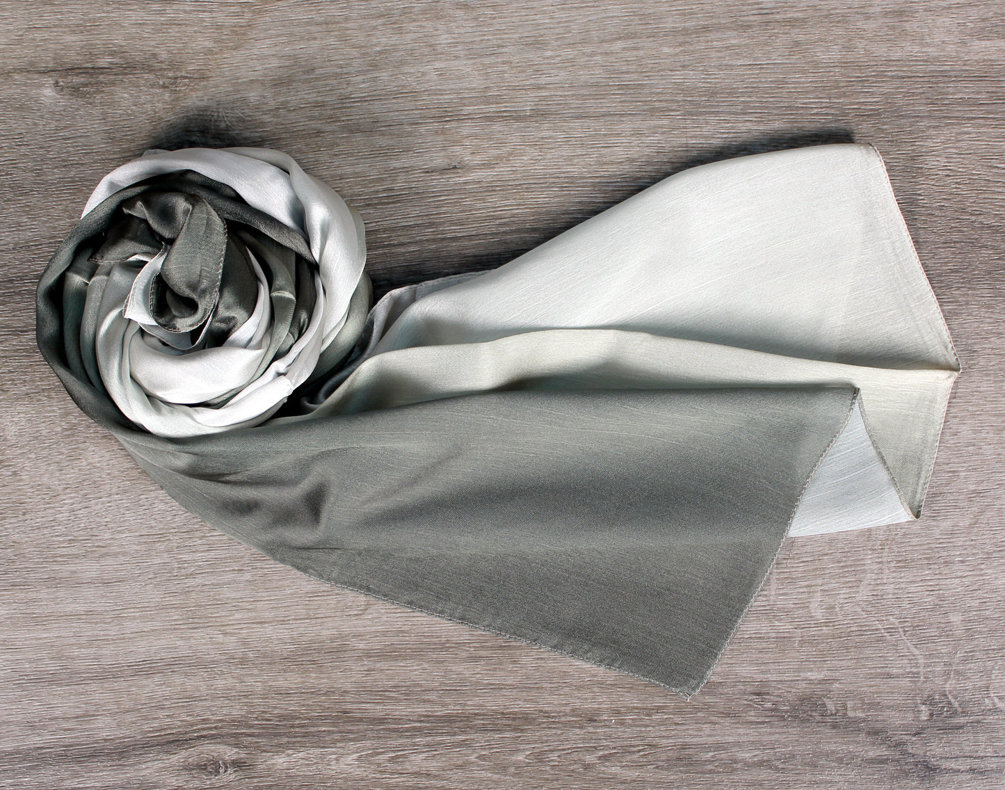 1pc Beige And Dark Green Gradients color Women Satin Fabric Solid Casual Scarf-Style Hijab For Daily Life
