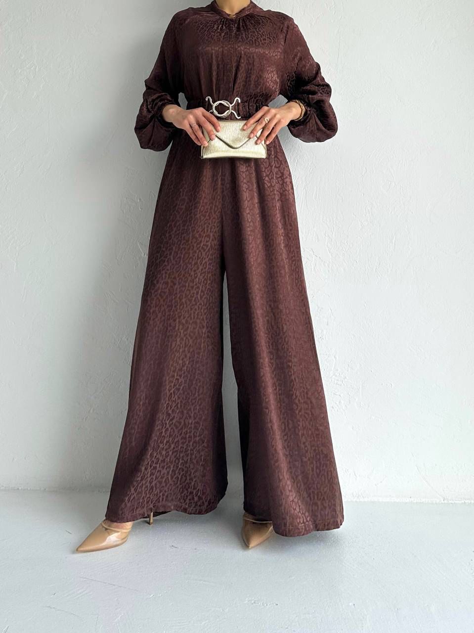 Sali Brown Jumpsuit with Pattern