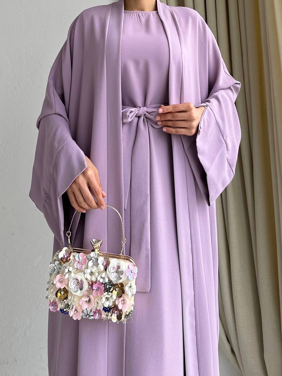 Purple Elegent Abaya with 2 peices