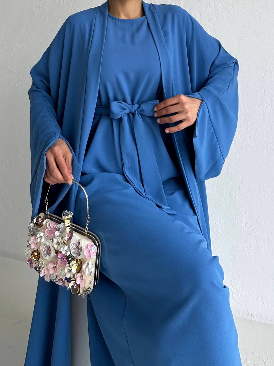 Blue Elegent Abaya with 2 peices