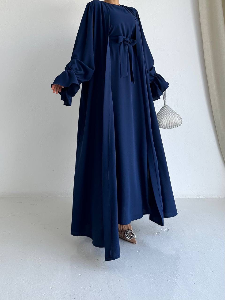 Niza Navy Blue Abaya with 2 peices