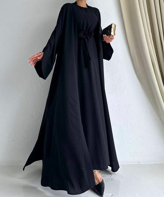 Sali Black Elegent Abaya with 2 peices