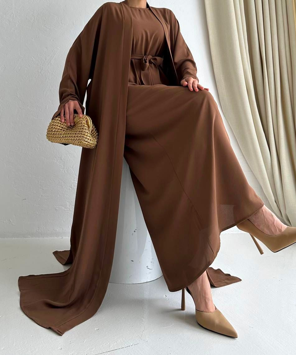 Brown Elegent Abaya with 2 peices – Lifestyleonline