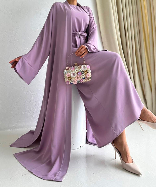 Purple Elegent Abaya with 2 peices