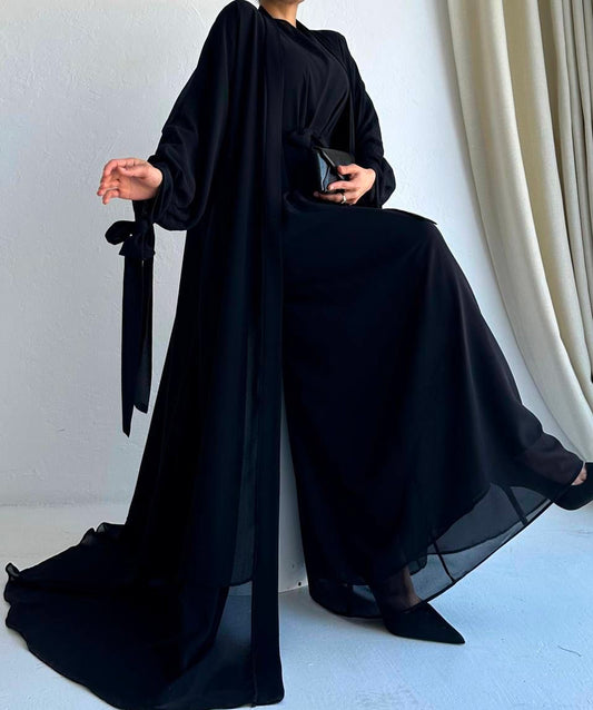 Black Elegent Abaya with 2 peices