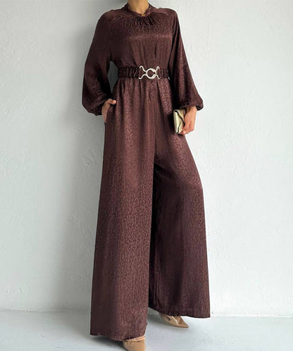 Sali Brown Jumpsuit with Pattern