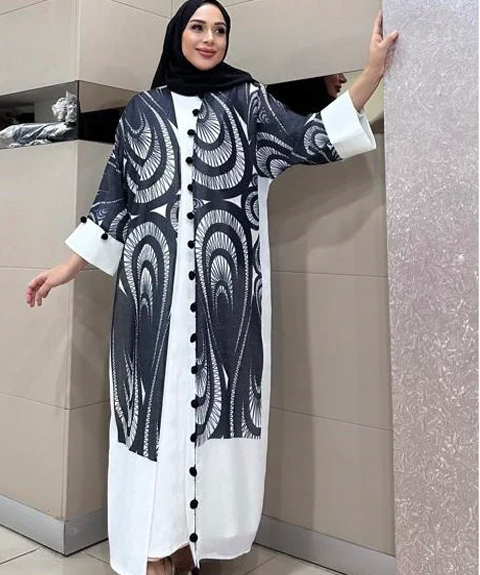Abaya White and Black